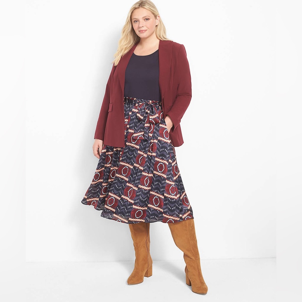 Lane Bryant NWT Size 14‎ Geometric Pattern Skirt with Elastic Waist & Sash